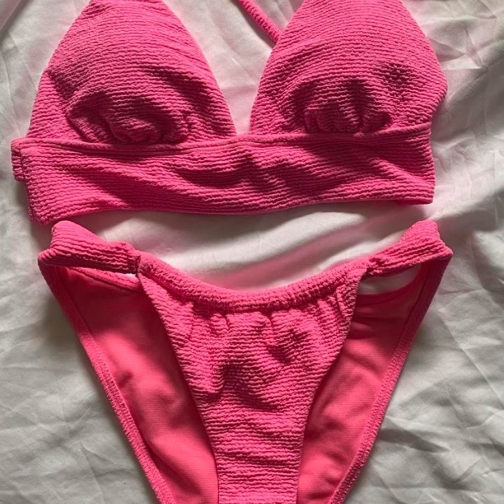 Vibrant Pink Textured Bikini Set